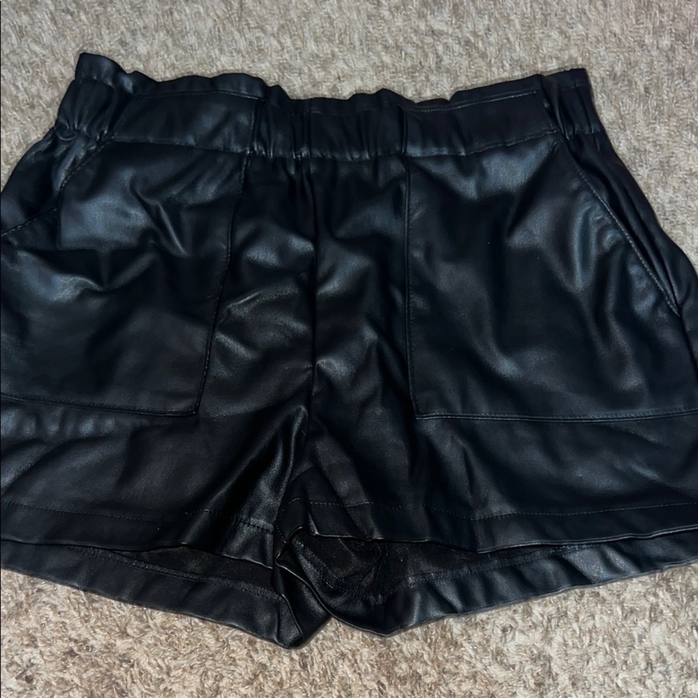 Black Women's Leather Shorts